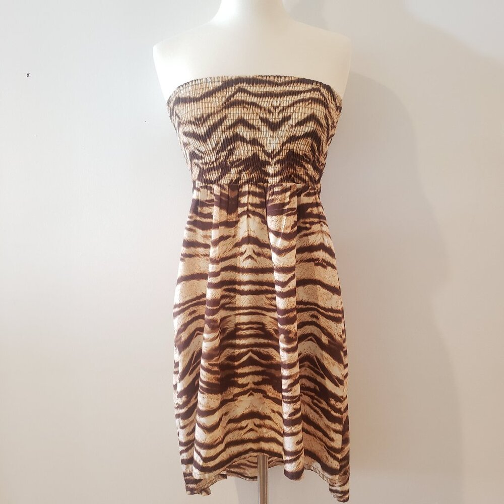 3/$21 Animal Print Strapless Lightweight Dress